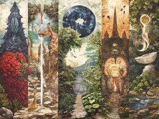 天界晓钟风景插画