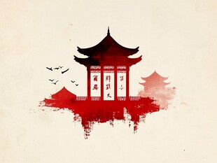 水墨横店横店红色水彩