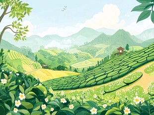 茶园插画茶包装插画