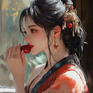 红衣少女设计古风