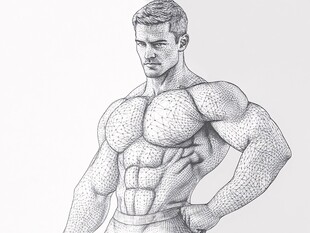 手绘男性肌肉