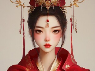 红衣少女设计古风