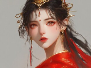 红衣少女设计古风