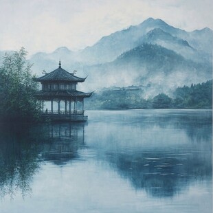 横店水彩水墨山水