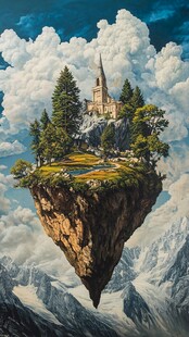 3d云海悬浮小岛