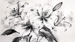 水墨百合花
