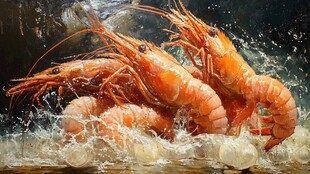 写实小龙虾手绘