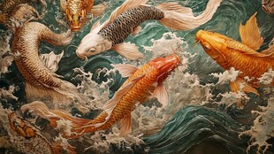 现代鲤鱼壁画
