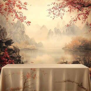 金色山水电视背景