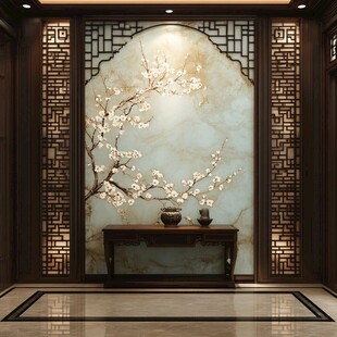 酒店客厅走廊梅花花鸟