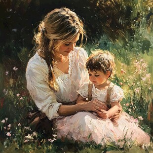 母亲节油画母亲节手绘