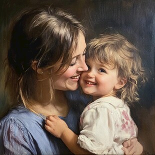 母亲节油画母亲节手绘