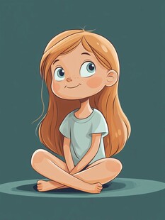 女孩静思静坐