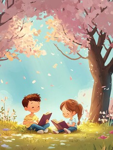 儿童看书插画
