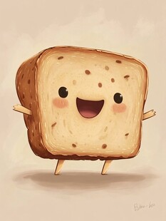 插画面包片土司