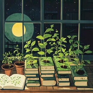 手绘草木图书插画