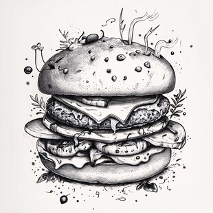 汉堡手绘