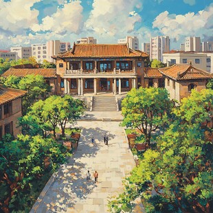 华南理工大学旅游插画