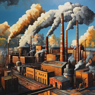 工业区油画