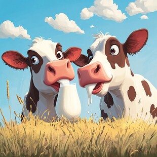 卡通牛卡通情侣