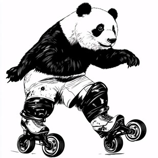 玩滑板熊猫