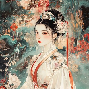 古风美女头像插画封面