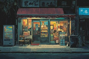 小卖部夜景