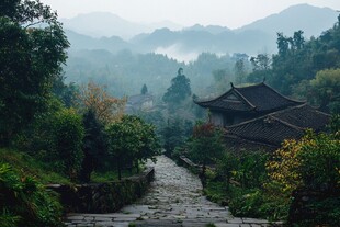 贤山晨雾