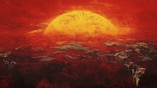 复古云雾红日背景