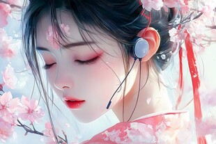 桃花美人插画