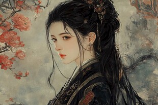 古风美女头像插画封面