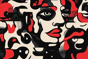 人脸色块拼接装饰画