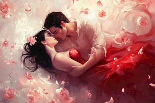 唯美浪漫情侣插画