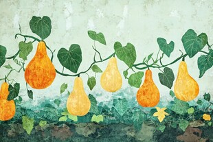 墙壁上绘画的葫芦