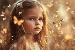 怡然自得的小女孩壁纸