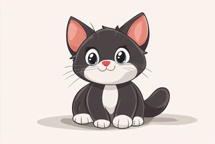 卡通小黑猫