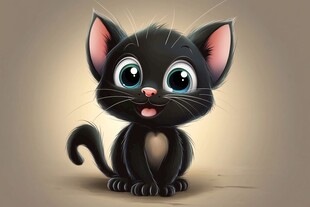 卡通小黑猫