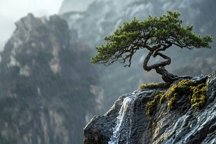 绝壁逢生的小树