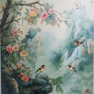 手绘工笔画花鸟画油画