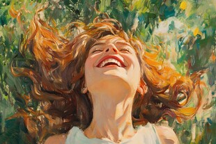 手绘快乐女孩无框画