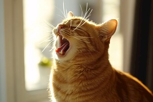 打哈欠的花猫