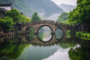 石桥烟雨