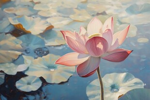 荷花油画效果