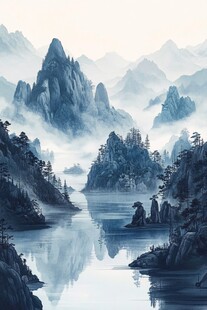 插画山水风景