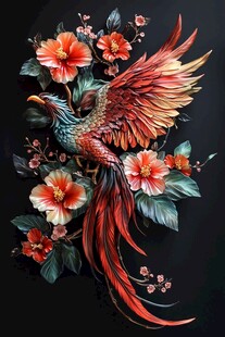 3d立体浮雕花卉花鸟