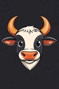 卡通牛手绘牛头
