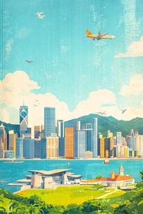 粤港澳插画旅游海报