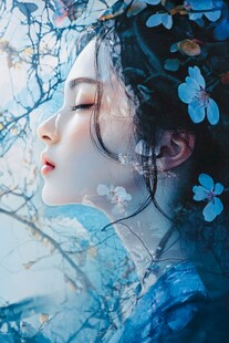 梦幻唯美蓝色系少女