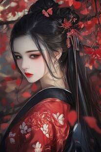 红衣少女设计古风