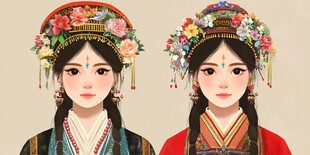 土家族美女插画